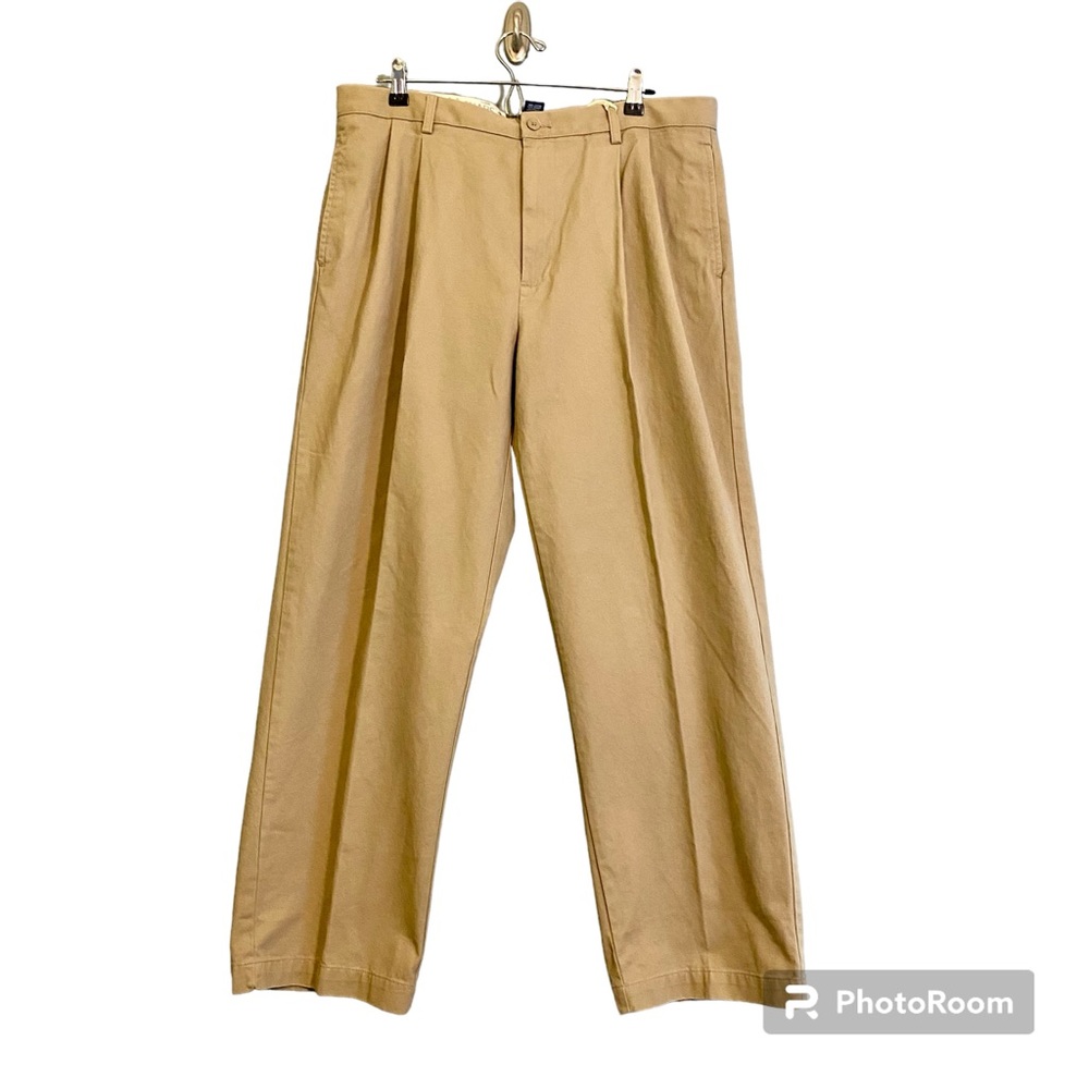 NWT Chaps True American Chino Cotton Pleated Front Khaki Pants Size 36 X 30